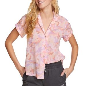 NWT Eddie Bauer Women's Packable Camp Shirt, Peach Pink, Women's Small